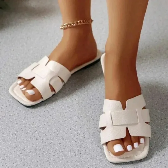 Casual Flat Slippers Women's Shoes Summer Open Toe Woven Roman Summer Slippers