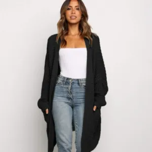 Chance To Change Black Open Knit Cardigan