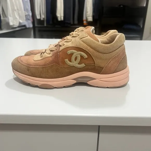 Chanel Nylon Lambskin Suede Trainer Sneakers