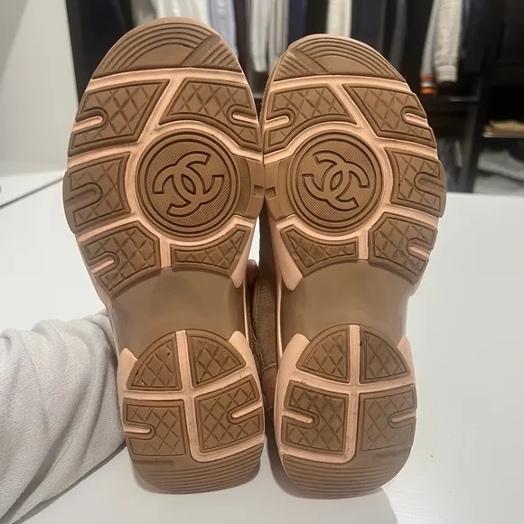 Chanel Nylon Lambskin Suede Trainer Sneakers