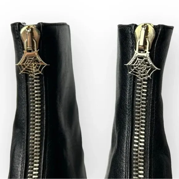 Charlotte Olympia Black Lucinda Golden Platform Ankle Boot 36.5