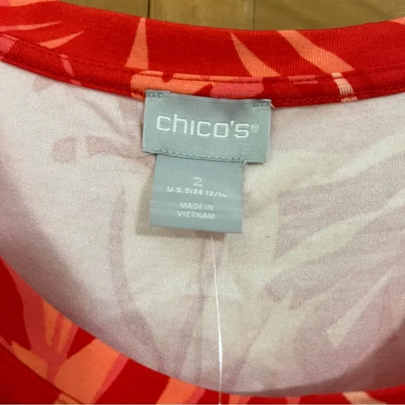 Chico’s Tropical-Print Side-Tie Dress Size Large NWT