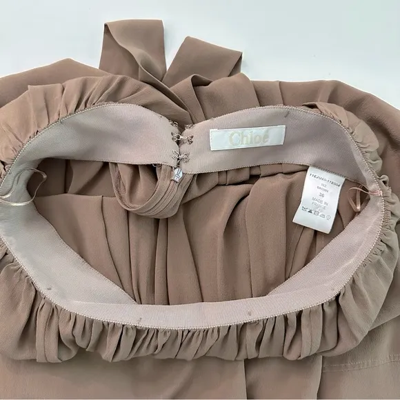 Chloé Brown Silk Skirt 🇫🇷