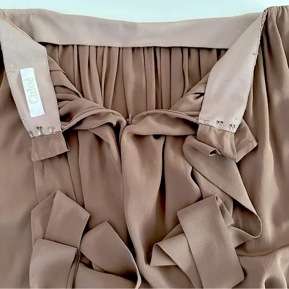 Chloé Brown Silk Skirt 🇫🇷