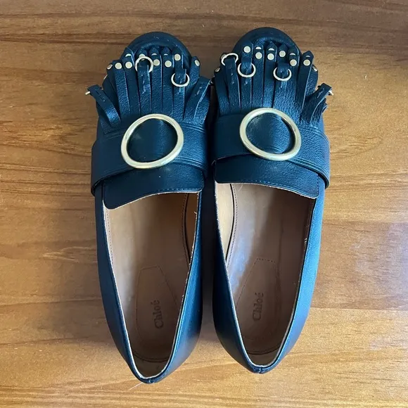 Chloé Olly Leather Fringe Loafers