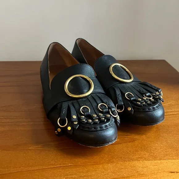 Chloé Olly Leather Fringe Loafers