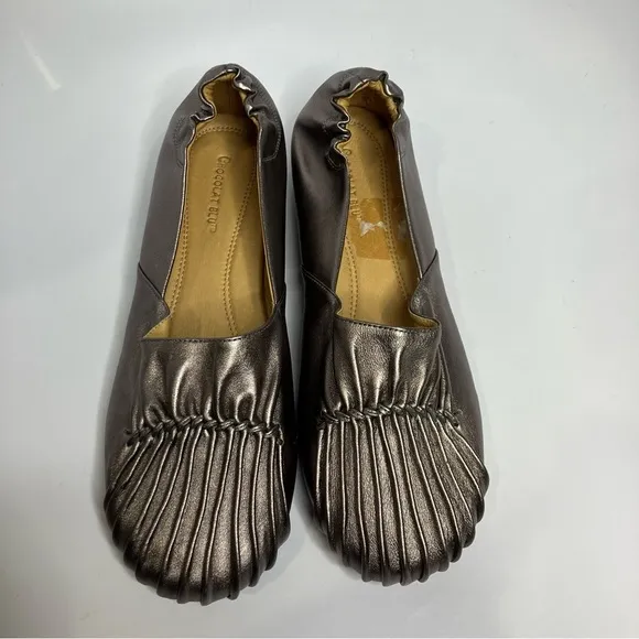 Chocolat Blu Cam 2 pleated metallic leather flats size 10