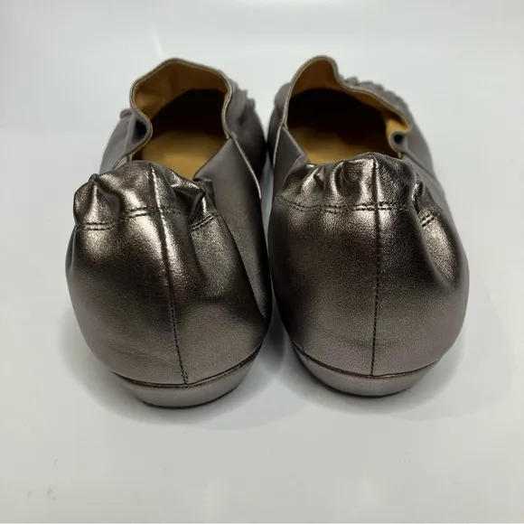 Chocolat Blu Cam 2 pleated metallic leather flats size 10