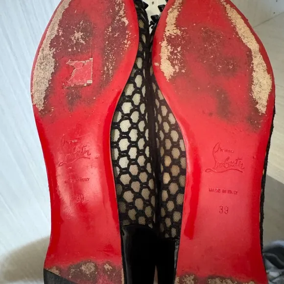 Christian Louboutin Black Flats with Intricate Design