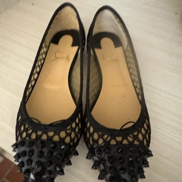 Christian Louboutin Black Flats with Intricate Design