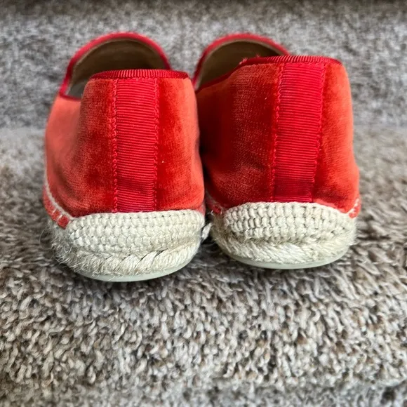 Christian Louboutin Unisex Red Velvet Loafers with Embroidered Crest