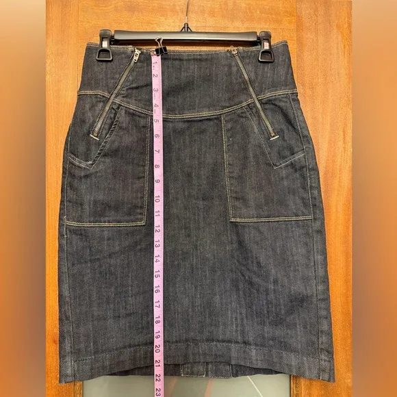 Citizens of Humanity Dark Wash High Waist Stretch Double Zip Denim Skirt -28