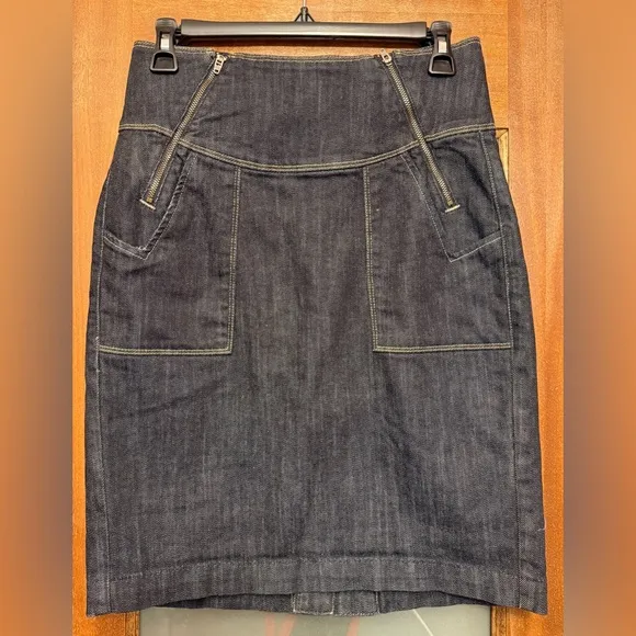 Citizens of Humanity Dark Wash High Waist Stretch Double Zip Denim Skirt -28