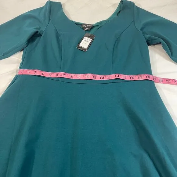 City Chic Cute Girl Elbow Sleeve Midi Black Pocket Dress size S/16