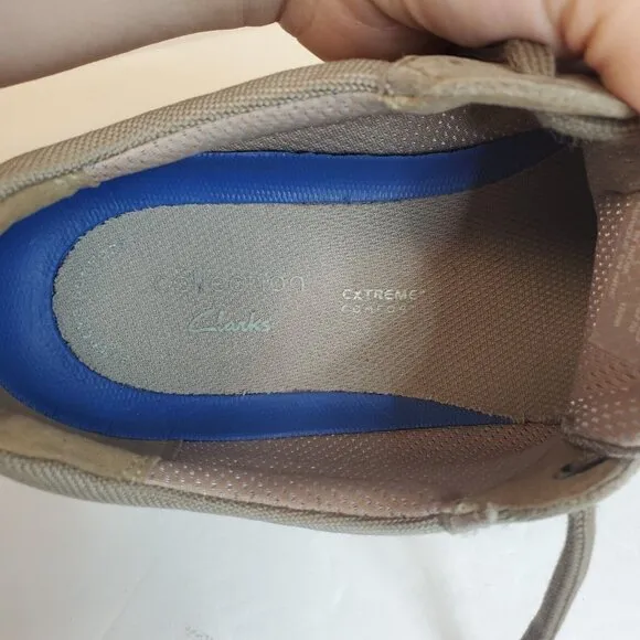 Clarks Collection Mens Leather Comfort Sneakers Size 10.5 Gray Fisherman Preppy