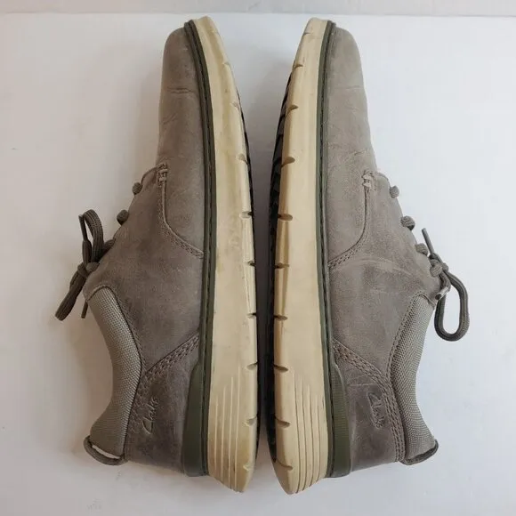 Clarks Collection Mens Leather Comfort Sneakers Size 10.5 Gray Fisherman Preppy
