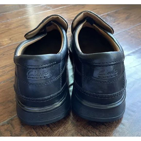 Clarks Mens Escalade Step Slip-On Comfort Loafer Black Leather Size 15 M NEW