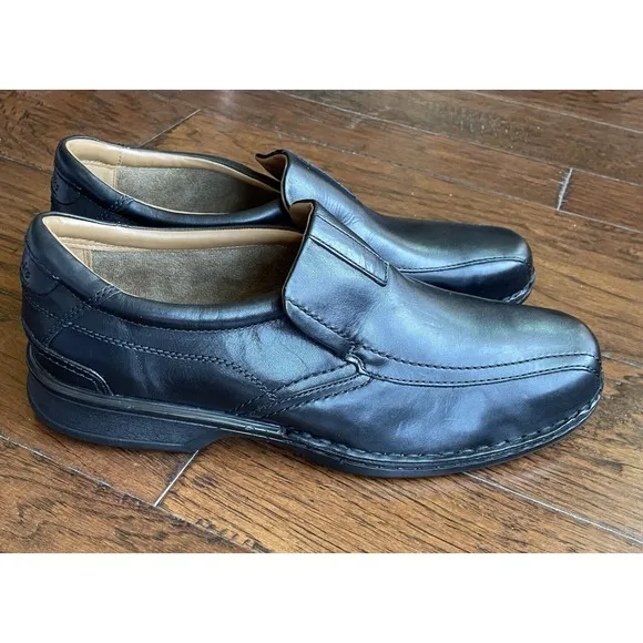 Clarks Mens Escalade Step Slip-On Comfort Loafer Black Leather Size 15 M NEW