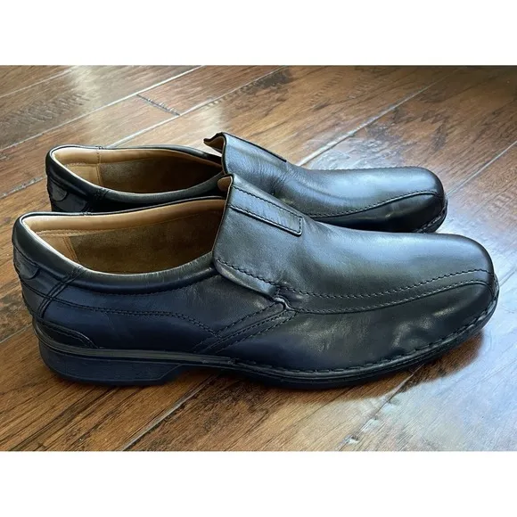 Clarks Mens Escalade Step Slip-On Comfort Loafer Black Leather Size 15 M NEW
