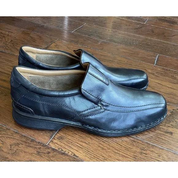 Clarks Mens Escalade Step Slip-On Comfort Loafer Black Leather Size 15 M NEW