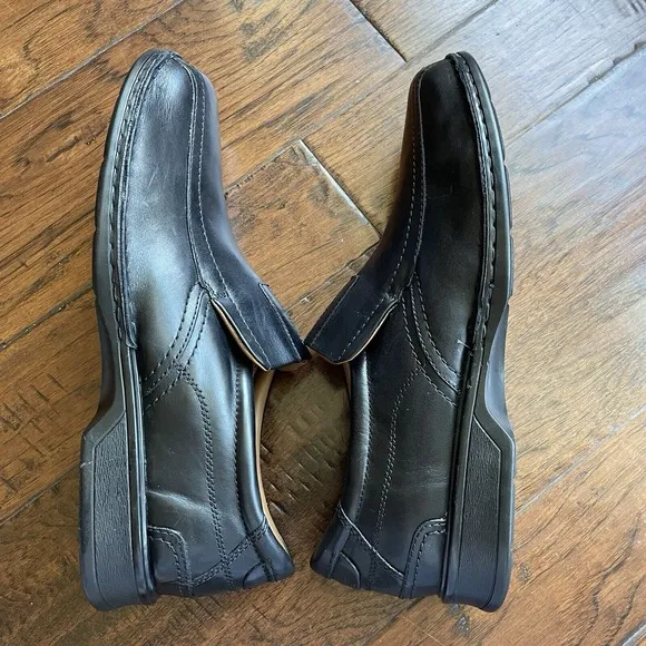 Clarks Mens Escalade Step Slip-On Comfort Loafer Black Leather Size 15 M NEW