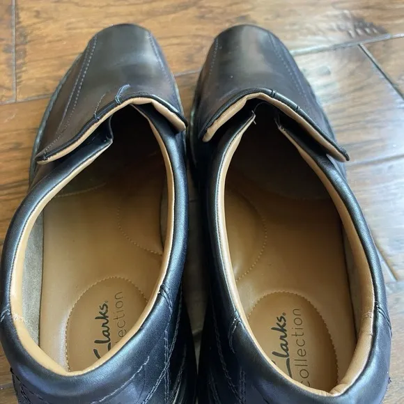 Clarks Mens Escalade Step Slip-On Comfort Loafer Black Leather Size 15 M NEW