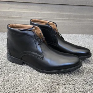 Clarks Whiddon Mid Men's Black Leather Ankle Chukka Boots NEW size 10