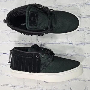 Clear Weather One O One Sneakers Black Green Leather Fringed Woven Shoes MENS 10