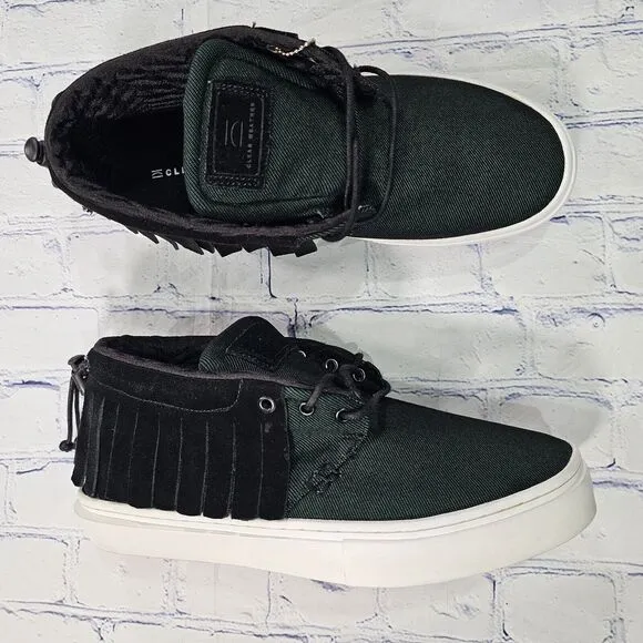 Clear Weather One O One Sneakers Black Green Leather Fringed Woven Shoes MENS 10