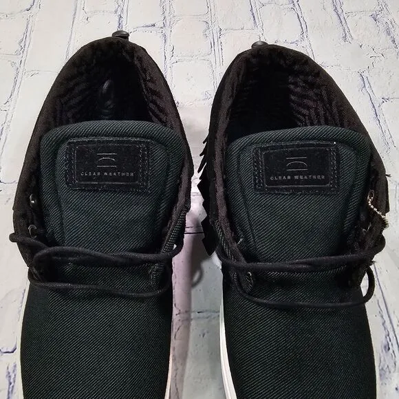 Clear Weather One O One Sneakers Black Green Leather Fringed Woven Shoes MENS 10