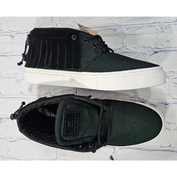 Clear Weather One O One Sneakers Black Green Leather Fringed Woven Shoes MENS 10