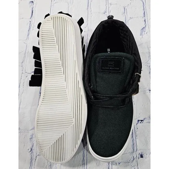 Clear Weather One O One Sneakers Black Green Leather Fringed Woven Shoes MENS 10