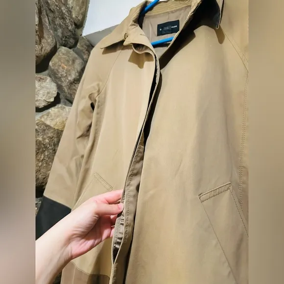Club Monaco Womens Size XS Trench Coat Jacket Neutral Color Block Cotton Blend.