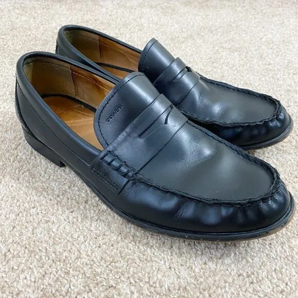 Coach Black Leather Penny Loafers Men's Size 10.5 EUC