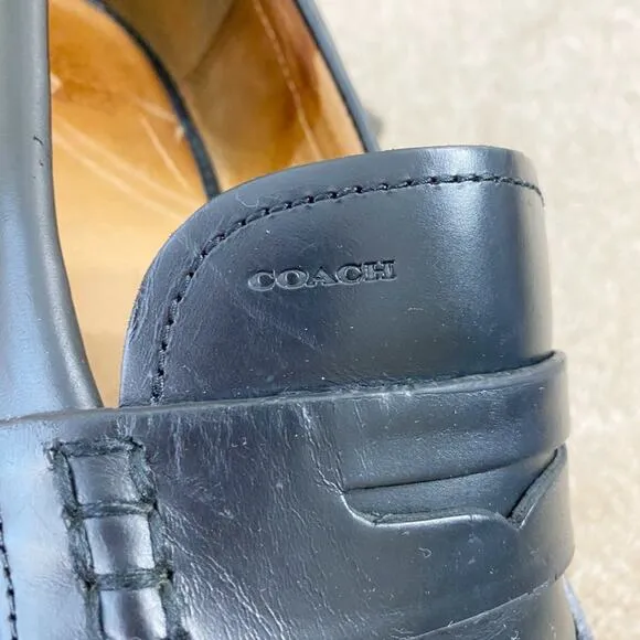 Coach Black Leather Penny Loafers Men's Size 10.5 EUC
