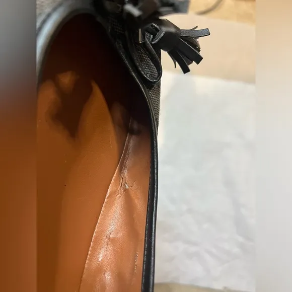 COACH C Logo Bea Black/Gray FeminineClassicDressy Charm Tassel Ballet Flats Sz 9