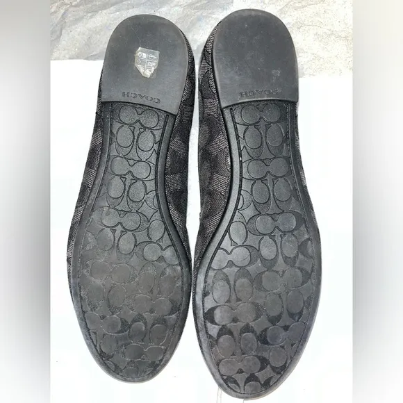 COACH C Logo Bea Black/Gray FeminineClassicDressy Charm Tassel Ballet Flats Sz 9