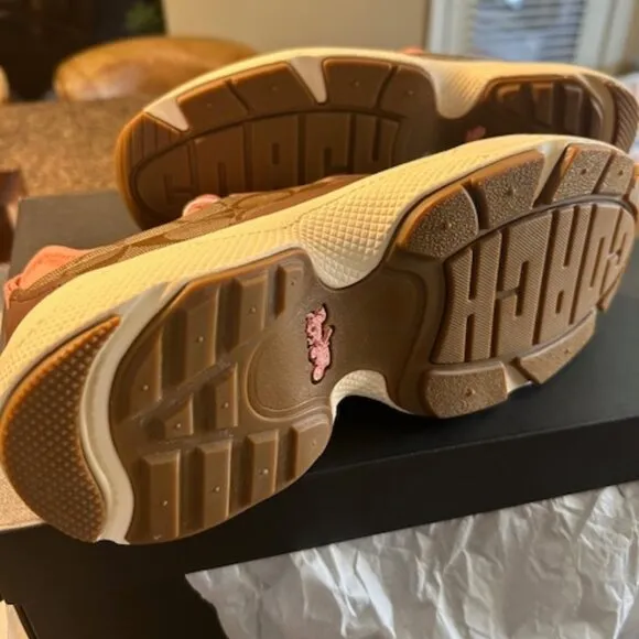 Coach C270 Signature Tech Runner Khaki/Saddle Sneakers