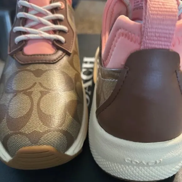 Coach C270 Signature Tech Runner Khaki/Saddle Sneakers