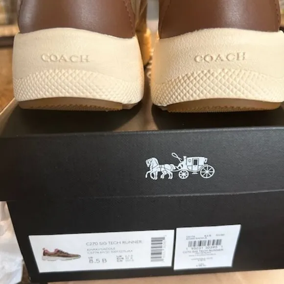 Coach C270 Signature Tech Runner Khaki/Saddle Sneakers
