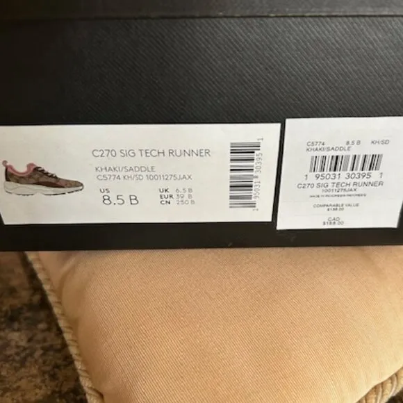 Coach C270 Signature Tech Runner Khaki/Saddle Sneakers