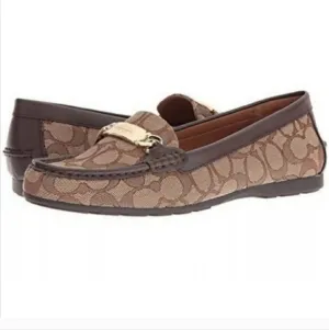 Coach Olive Signature C Slip On Loafers Brown/Tan Women's Size 9.5