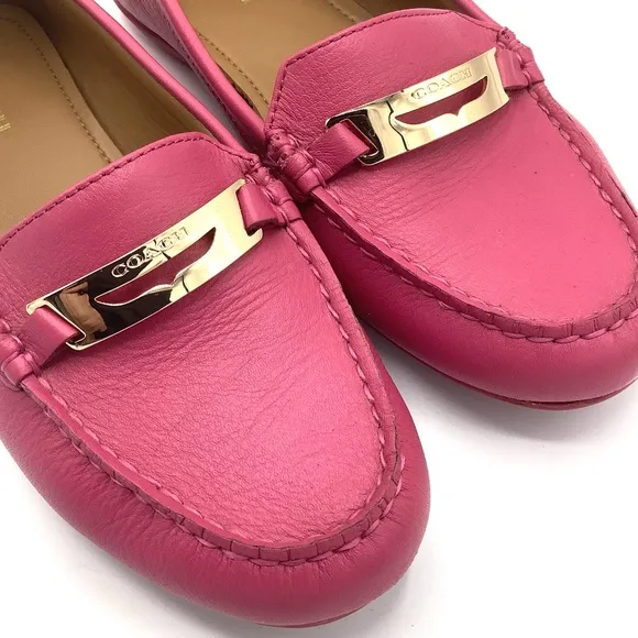 Coach Olympia Pebble Grain Leather Flats Loafers 7.5