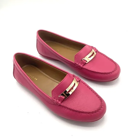 Coach Olympia Pebble Grain Leather Flats Loafers 7.5