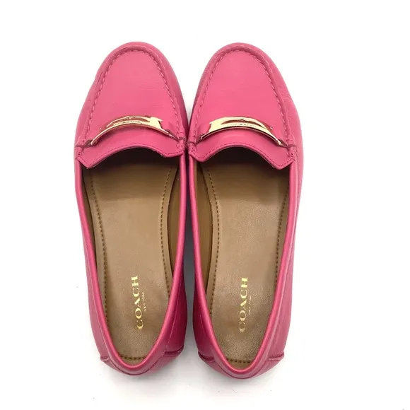 Coach Olympia Pebble Grain Leather Flats Loafers 7.5
