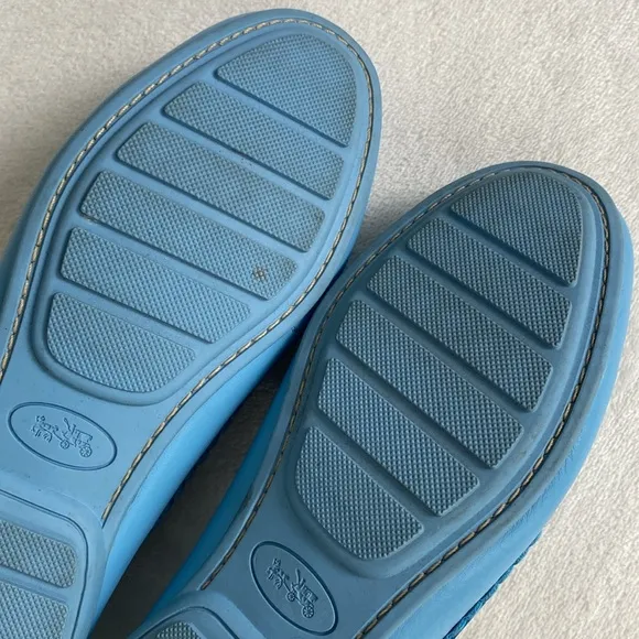 Coach Olympia Tassel Pebble Grain Leather Slip On Driving Loafers (Bluejay)