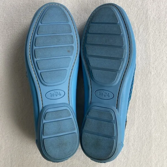 Coach Olympia Tassel Pebble Grain Leather Slip On Driving Loafers (Bluejay)