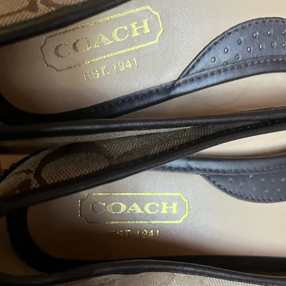 Coach Signature C Josie Ballet Flats Bow Accent Slip Ons