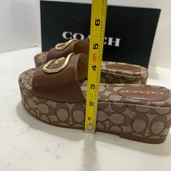 Coach Tan and Gold Logo Slides