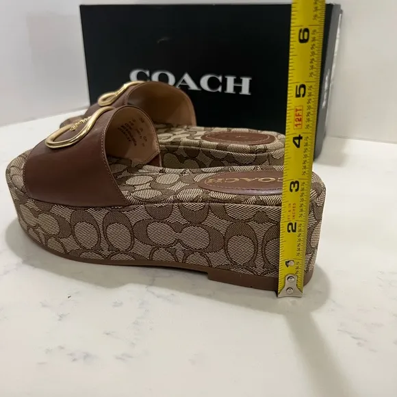 Coach Tan and Gold Logo Slides